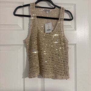 Walter Baker Tan Sequin Tank Top